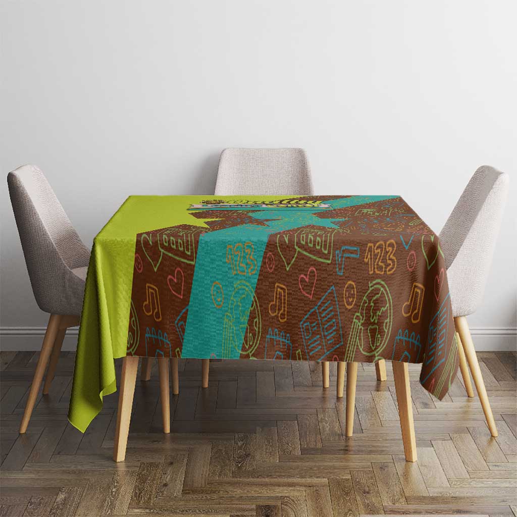 Quality Learning Center Tablecloth with School Supply Doodle Pattern