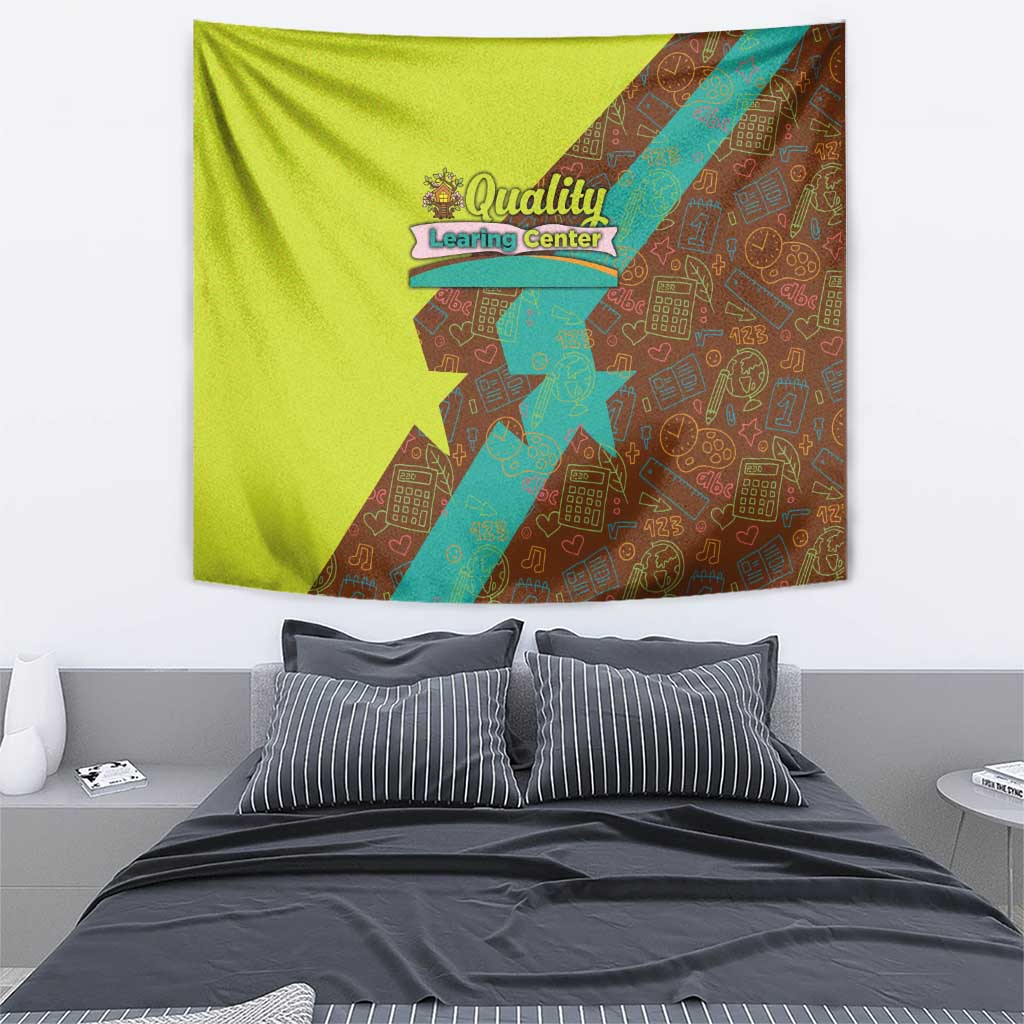 Quality Learning Center Tapestry with School Supply Doodle Pattern