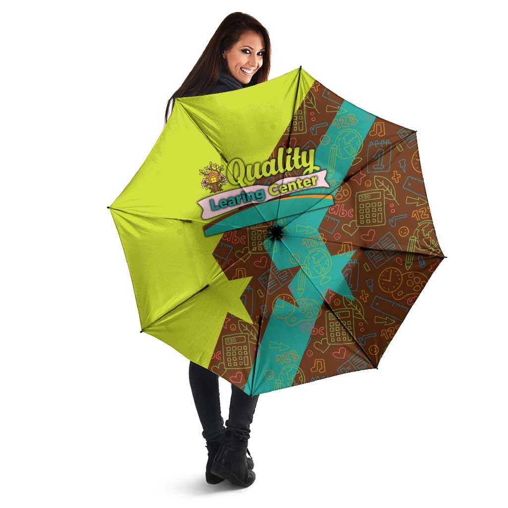 Quality Learning Center Umbrella with School Supply Doodle Pattern