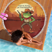 Cowboy Frog Outlaw Beach Blanket with Desert Sunset Silhouette Pattern