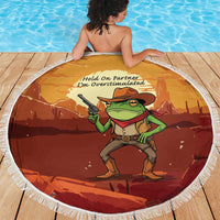 Cowboy Frog Outlaw Beach Blanket with Desert Sunset Silhouette Pattern