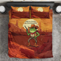 Cowboy Frog Outlaw Bedding Set with Desert Sunset Silhouette Pattern