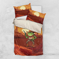 Cowboy Frog Outlaw Bedding Set with Desert Sunset Silhouette Pattern