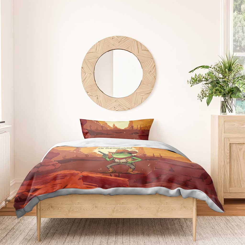 Cowboy Frog Outlaw Bedding Set with Desert Sunset Silhouette Pattern