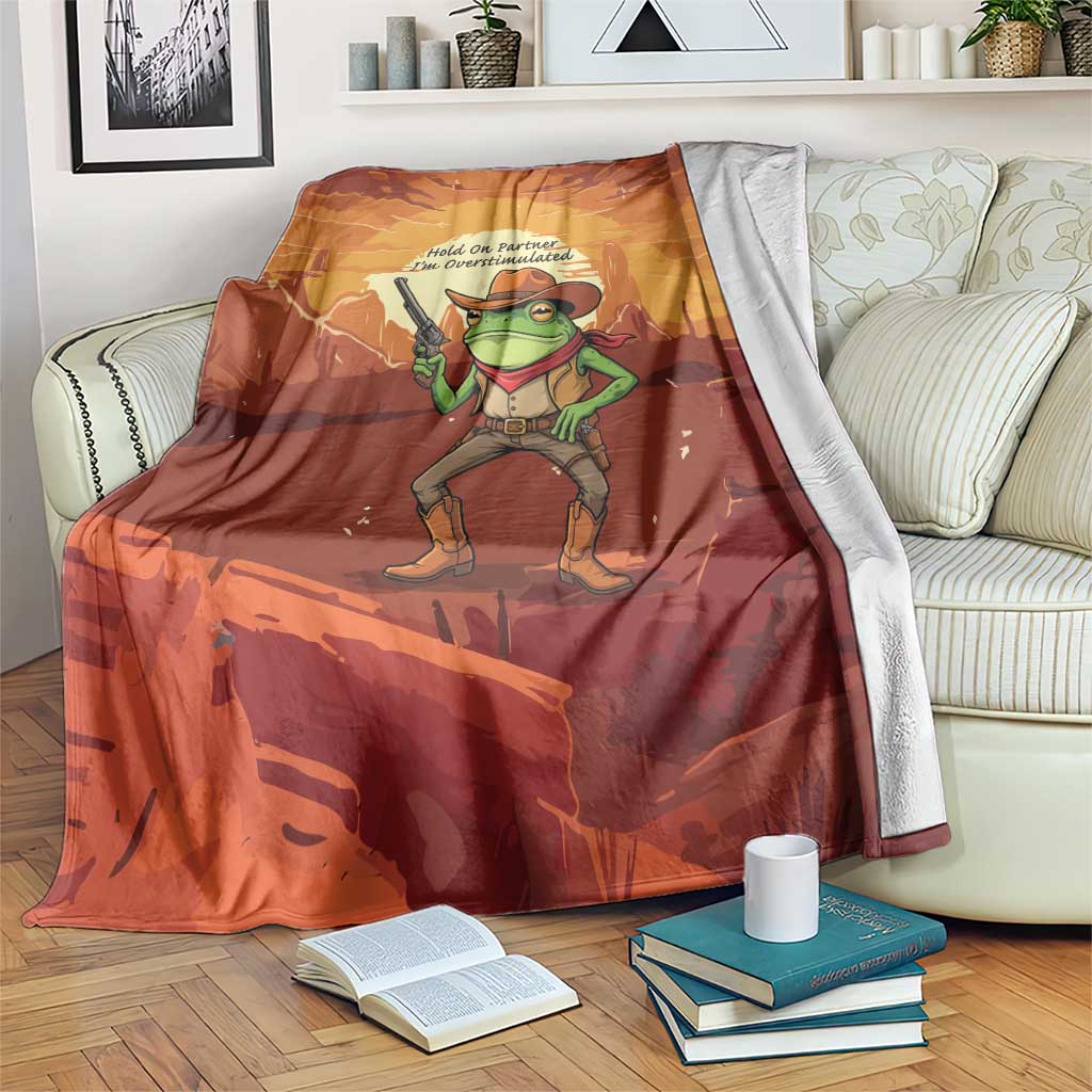 Cowboy Frog Outlaw Blanket with Desert Sunset Silhouette Pattern