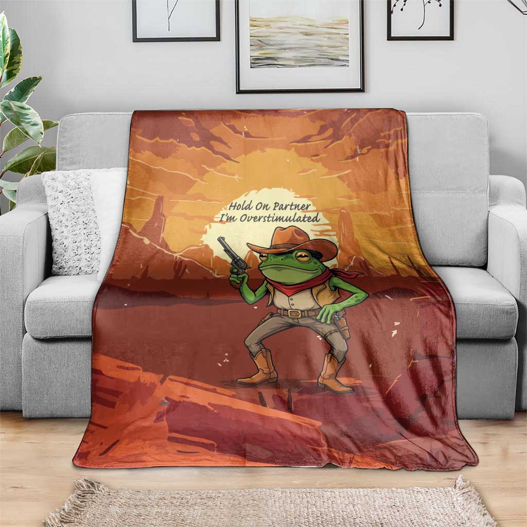 Cowboy Frog Outlaw Blanket with Desert Sunset Silhouette Pattern