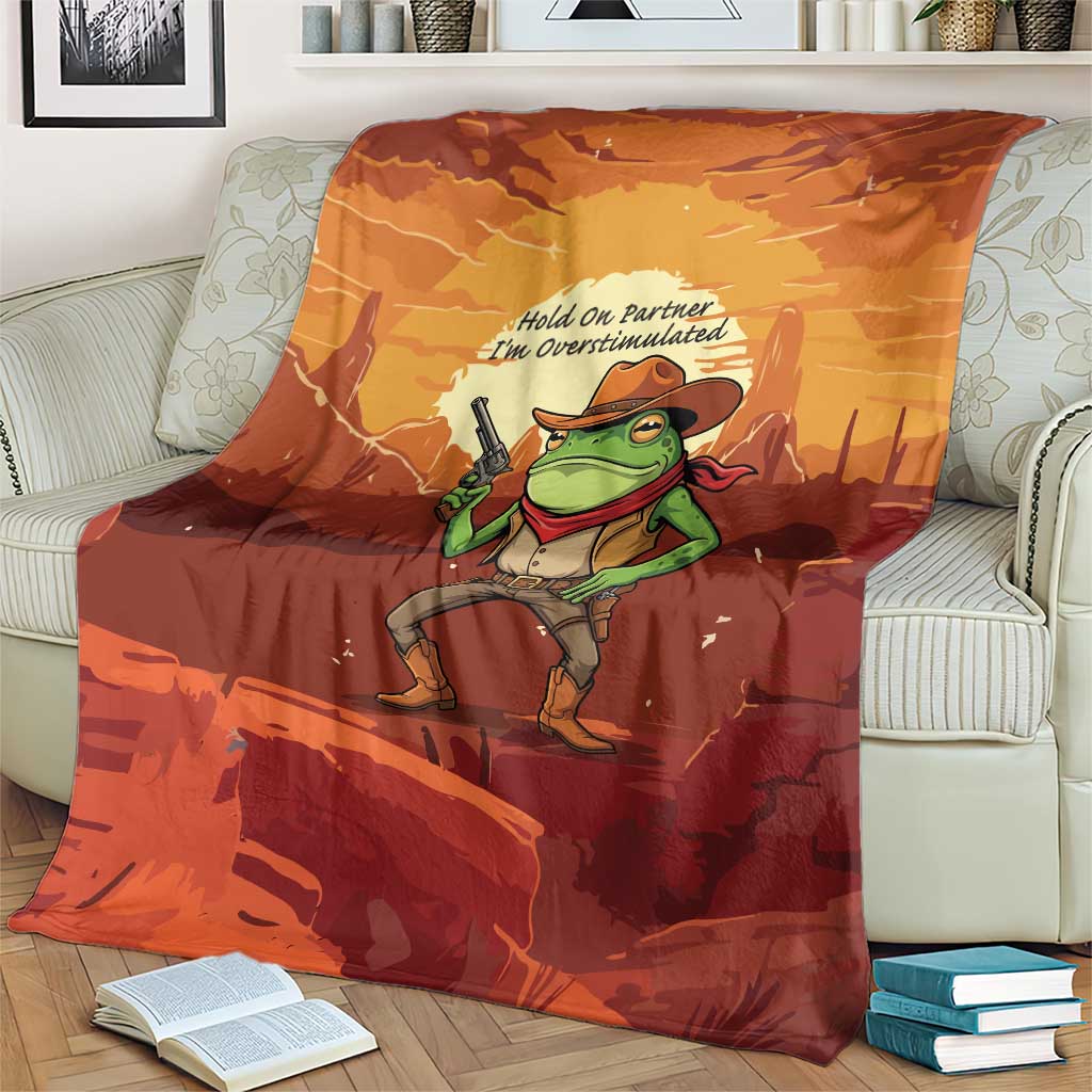 Cowboy Frog Outlaw Blanket with Desert Sunset Silhouette Pattern