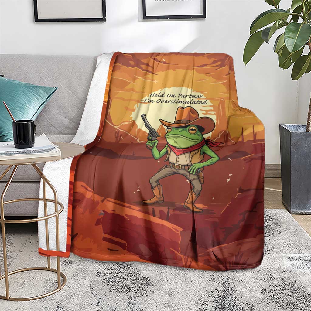 Cowboy Frog Outlaw Blanket with Desert Sunset Silhouette Pattern