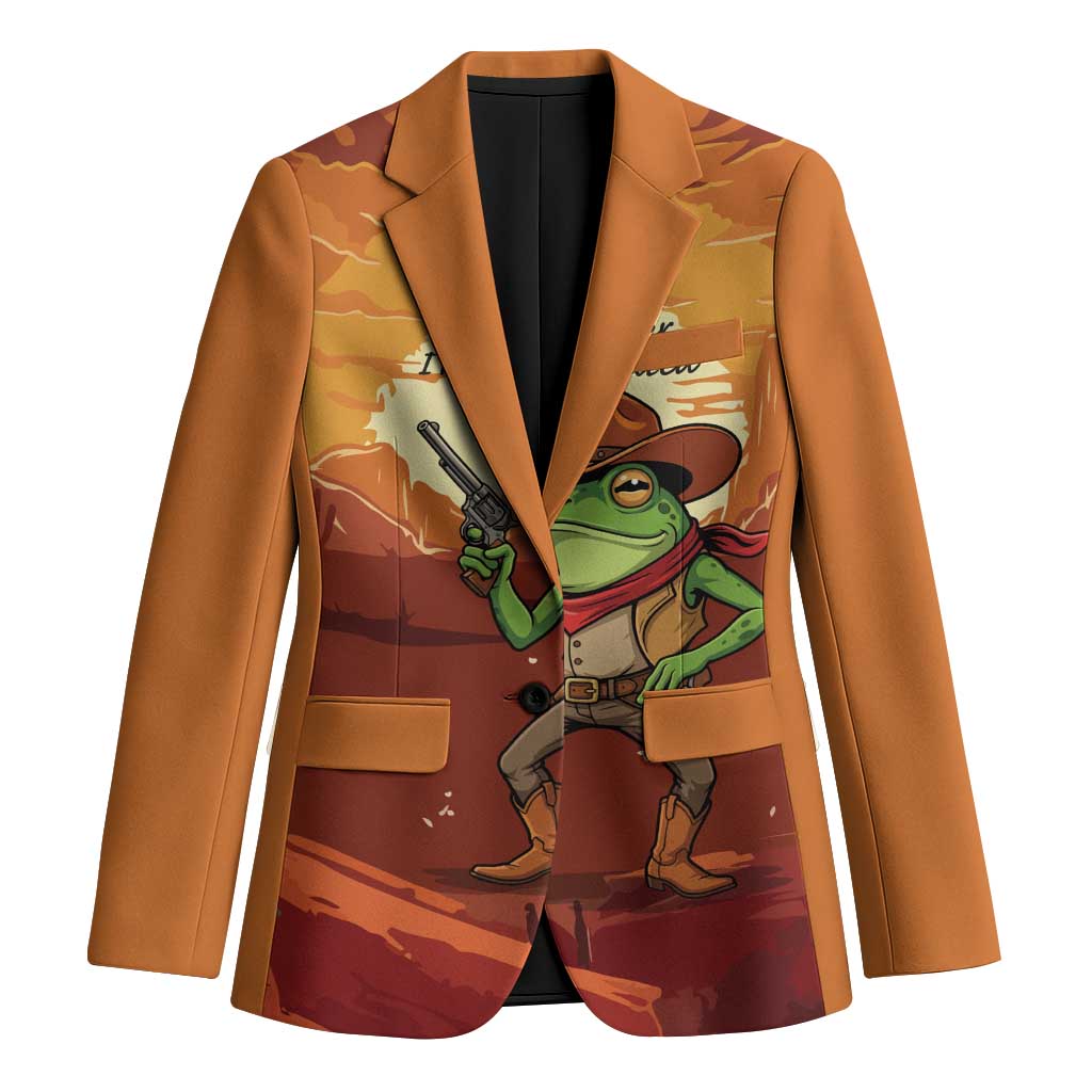 Cowboy Frog Outlaw Blazer with Desert Sunset Silhouette Pattern