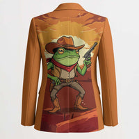 Cowboy Frog Outlaw Blazer with Desert Sunset Silhouette Pattern