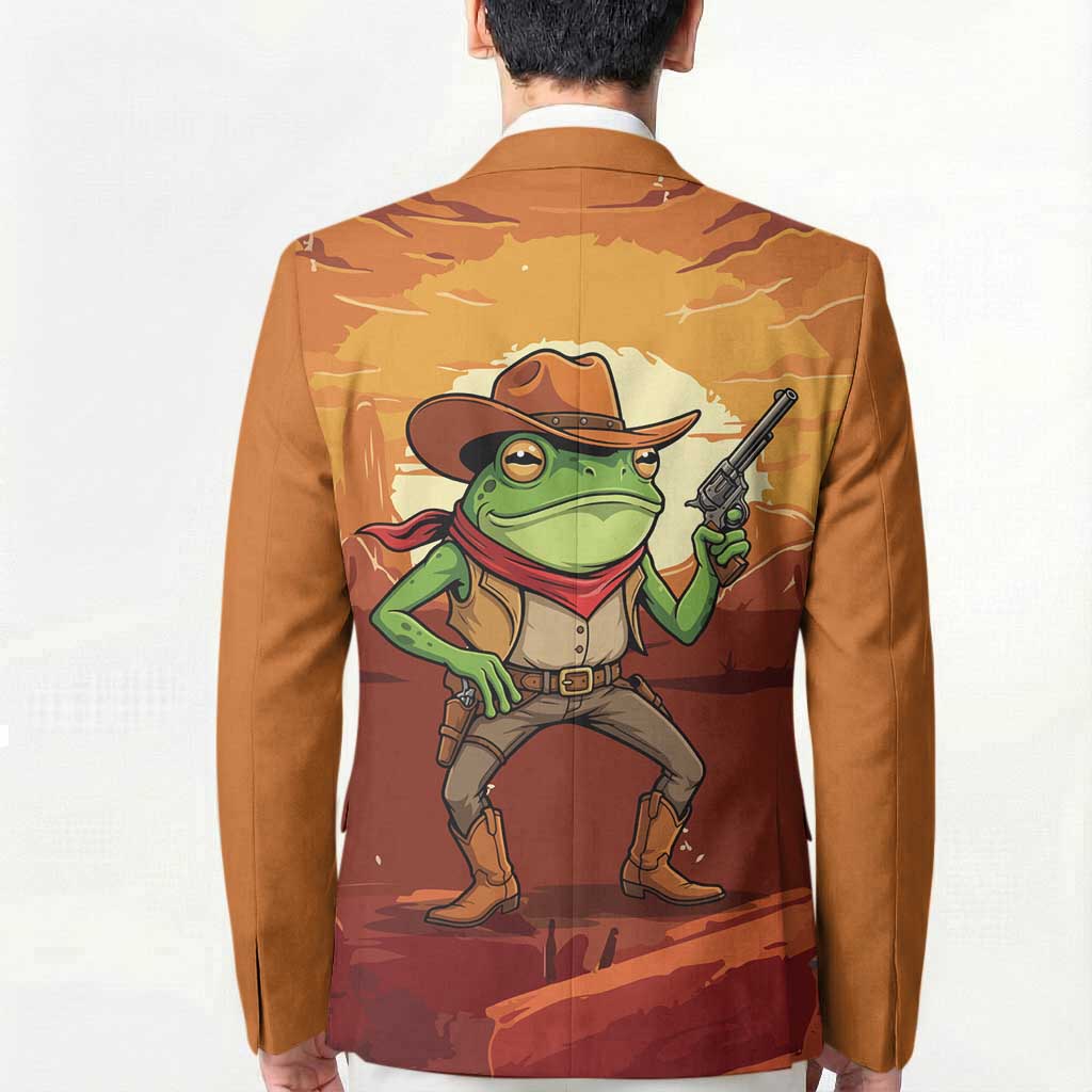 Cowboy Frog Outlaw Blazer with Desert Sunset Silhouette Pattern