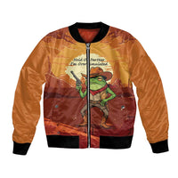 Cowboy Frog Outlaw Bomber Jacket with Desert Sunset Silhouette Pattern
