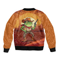 Cowboy Frog Outlaw Bomber Jacket with Desert Sunset Silhouette Pattern