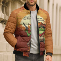 Cowboy Frog Outlaw Bomber Puffer Jacket with Desert Sunset Silhouette Pattern