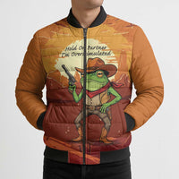 Cowboy Frog Outlaw Bomber Puffer Jacket with Desert Sunset Silhouette Pattern