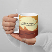 Cowboy Frog Outlaw Ceramic Mug with Desert Sunset Silhouette Pattern