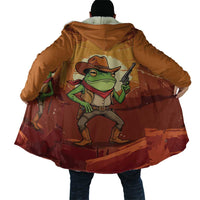Cowboy Frog Outlaw Cloak with Desert Sunset Silhouette Pattern