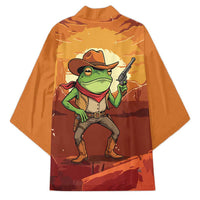 Cowboy Frog Outlaw Kimono with Desert Sunset Silhouette Pattern