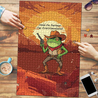Cowboy Frog Outlaw Puzzle with Desert Sunset Silhouette Pattern