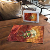 Cowboy Frog Outlaw Puzzle with Desert Sunset Silhouette Pattern