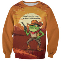 Cowboy Frog Outlaw Sweatshirt with Desert Sunset Silhouette Pattern