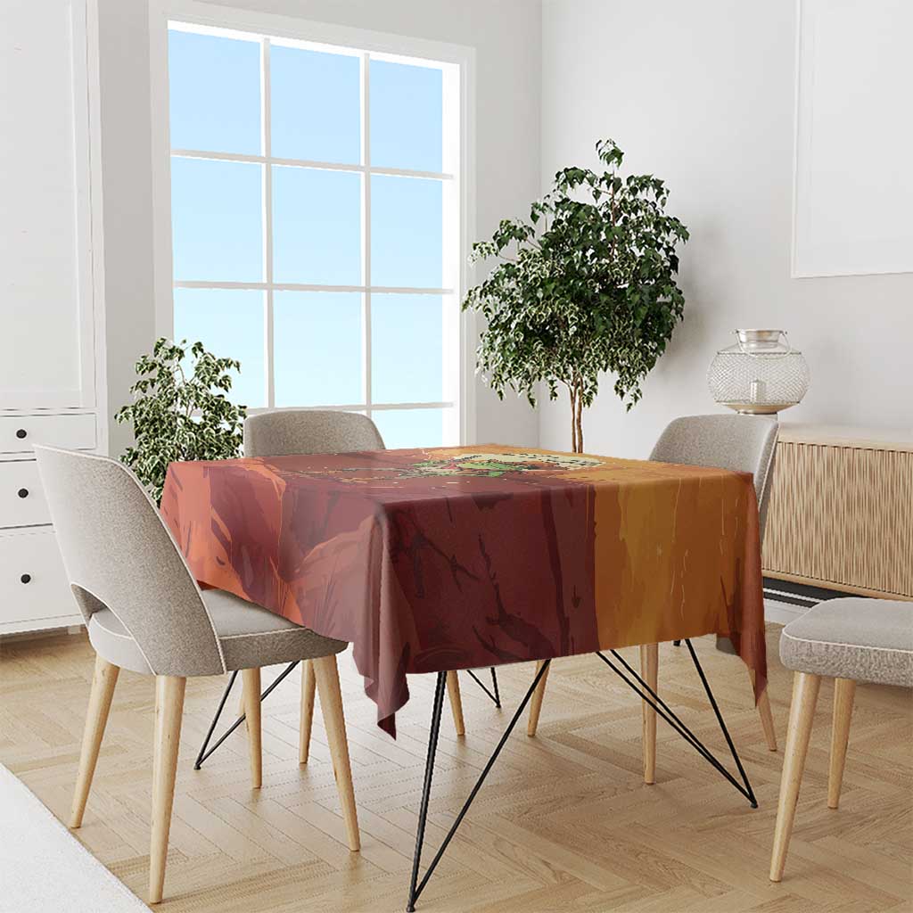 Cowboy Frog Outlaw Tablecloth with Desert Sunset Silhouette Pattern