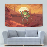 Cowboy Frog Outlaw Tapestry with Desert Sunset Silhouette Pattern