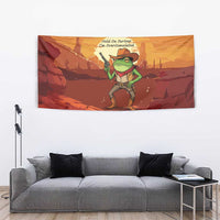 Cowboy Frog Outlaw Tapestry with Desert Sunset Silhouette Pattern