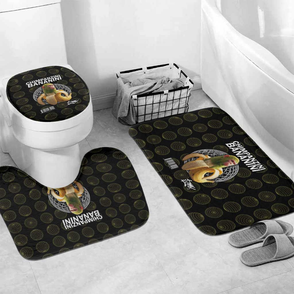 Chimpanzi Bananini Primate Bathroom Set with 3D Wireframe Globe Pattern