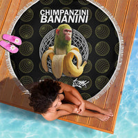 Chimpanzi Bananini Primate Beach Blanket with 3D Wireframe Globe Pattern