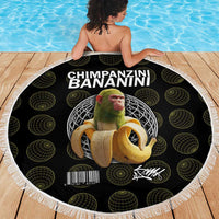 Chimpanzi Bananini Primate Beach Blanket with 3D Wireframe Globe Pattern