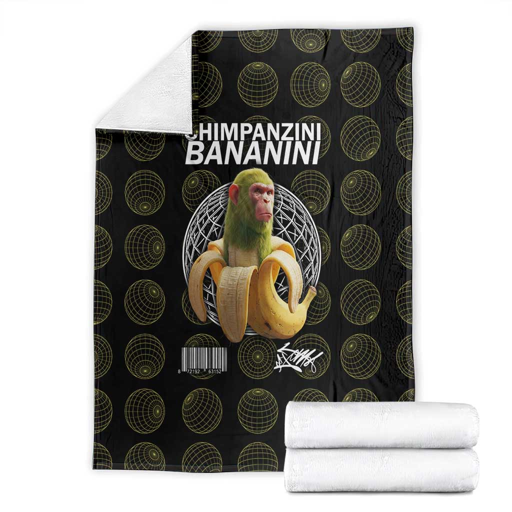 Chimpanzi Bananini Primate Blanket with 3D Wireframe Globe Pattern