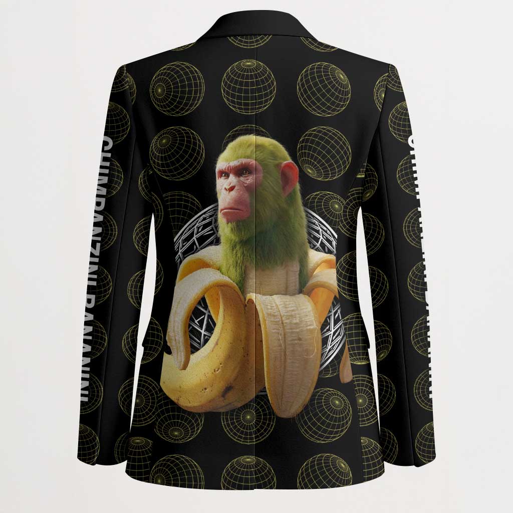 Chimpanzi Bananini Primate Blazer with 3D Wireframe Globe Pattern