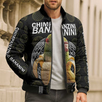 Chimpanzi Bananini Primate Bomber Puffer Jacket with 3D Wireframe Globe Pattern