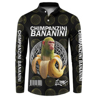 Chimpanzi Bananini Primate Button Sweatshirt with 3D Wireframe Globe Pattern