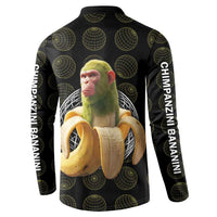 Chimpanzi Bananini Primate Button Sweatshirt with 3D Wireframe Globe Pattern
