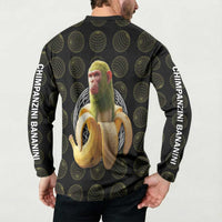 Chimpanzi Bananini Primate Button Sweatshirt with 3D Wireframe Globe Pattern