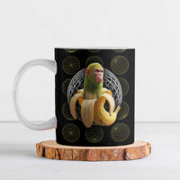 Chimpanzi Bananini Primate Ceramic Mug with 3D Wireframe Globe Pattern