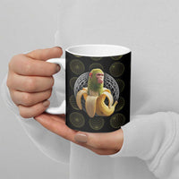 Chimpanzi Bananini Primate Ceramic Mug with 3D Wireframe Globe Pattern