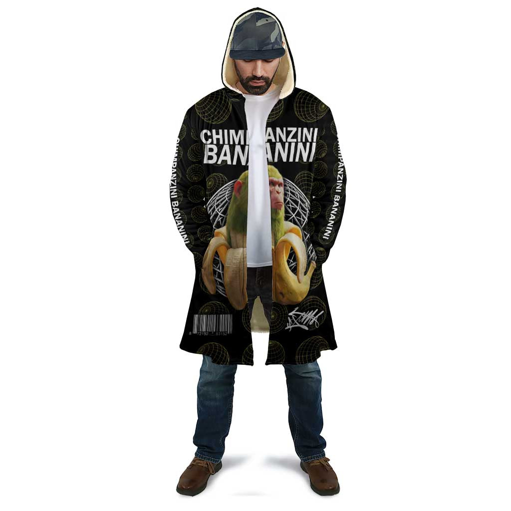 Chimpanzi Bananini Primate Cloak with 3D Wireframe Globe Pattern