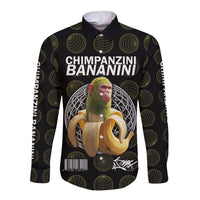 Chimpanzi Bananini Primate Long Sleeve Button Shirt with 3D Wireframe Globe Pattern