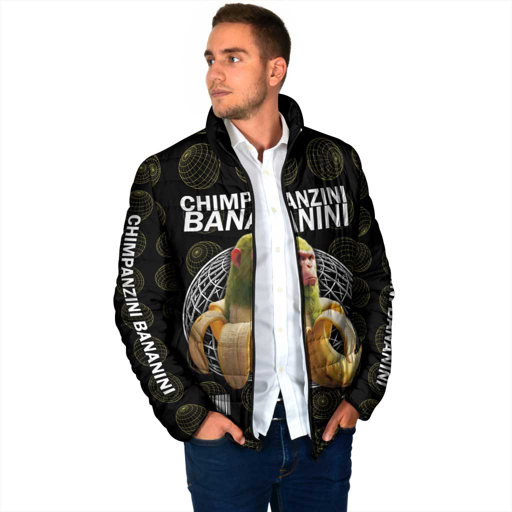 Chimpanzi Bananini Primate Padded Jacket with 3D Wireframe Globe Pattern