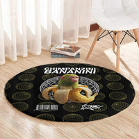Chimpanzi Bananini Primate Round Carpet with 3D Wireframe Globe Pattern