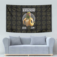 Chimpanzi Bananini Primate Tapestry with 3D Wireframe Globe Pattern