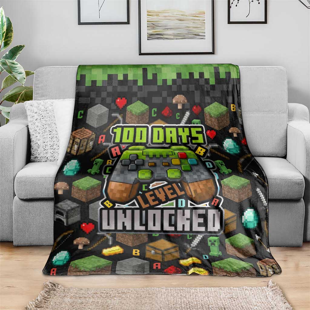 100 Days Level Unlocked Blanket Gaming 100 Days of School Boys