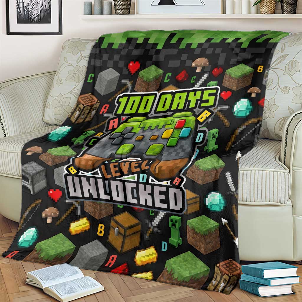 100 Days Level Unlocked Blanket Gaming 100 Days of School Boys