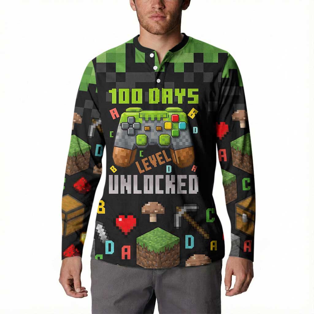 100 Days Level Unlocked Button Sweatshirt Gaming 100 Days of School Boys