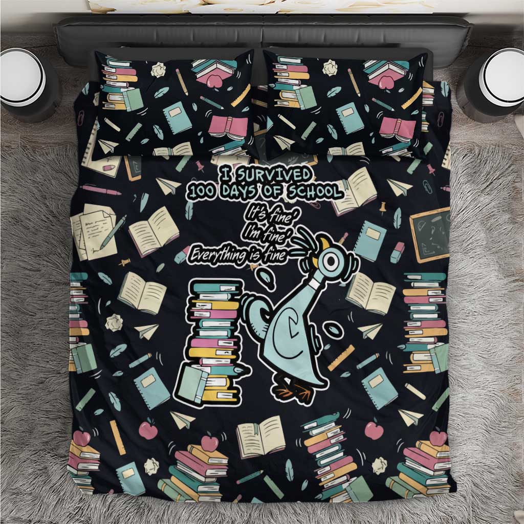 I Survived 100 Days of School Bedding Set Funny Pigeon 100th Day Teacher