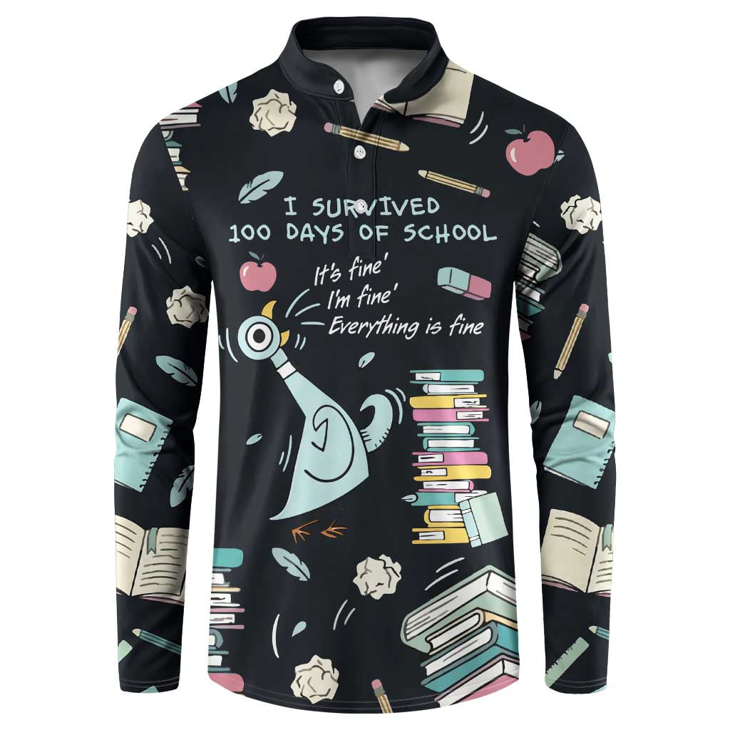 I Survived 100 Days of School Button Sweatshirt Funny Pigeon 100th Day Teacher