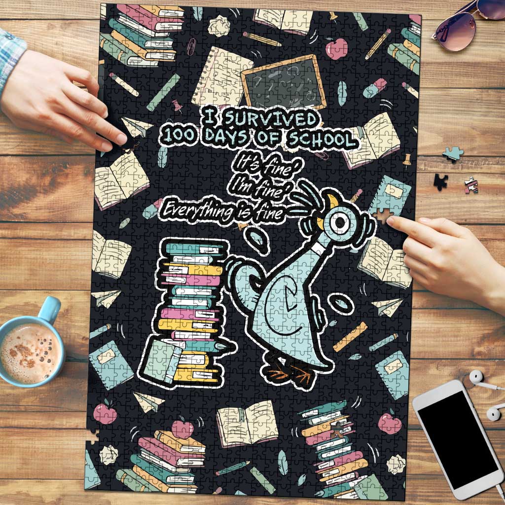 I Survived 100 Days of School Puzzle Funny Pigeon 100th Day Teacher